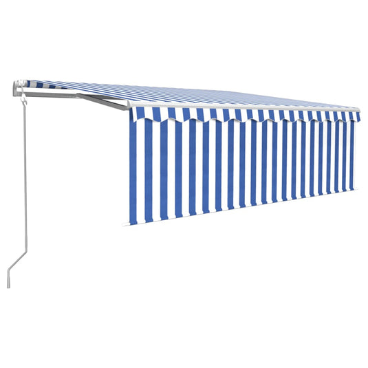 VidaXL Luifel automatisch uittrekbaar met rolgordijn 4,5x3 m blauw wit