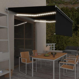 VidaXL Luifel automatisch met gordijn LED windsensor 4,5x3 m antraciet