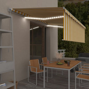 VidaXL Luifel handmatig uittrekbaar met rolgordijn LED 5x3 m geel wit