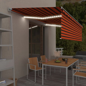 VidaXL Luifel handmatig uittrekbaar rolgordijn LED 5x3 m oranje bruin