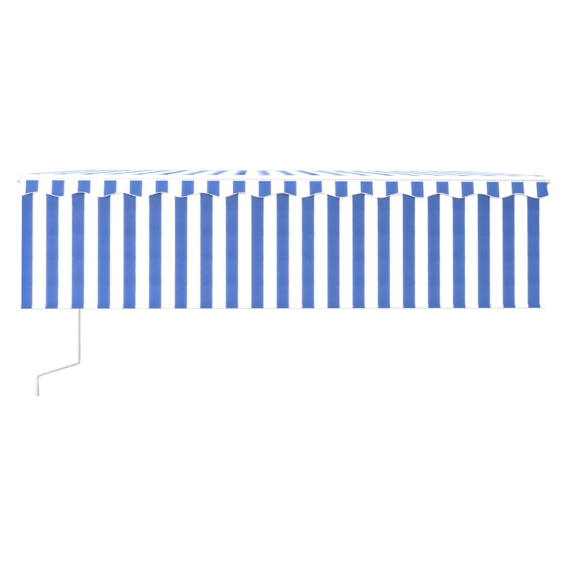 Load image into Gallery viewer, VidaXL Luifel automatisch uittrekbaar met rolgordijn 5x3m blauw en wit
