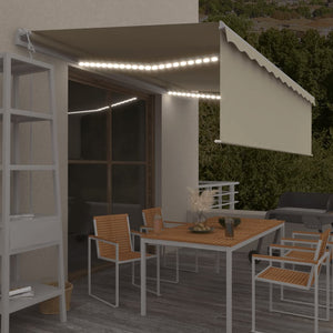 VidaXL Luifel automatisch met rolgordijn LED windsensor 5x3 m crème