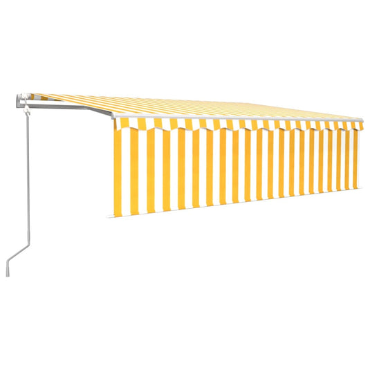 VidaXL Luifel automatisch rolgordijn LED windsensor 5x3 m geel en wit