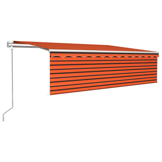 VidaXL Luifel automatisch rolgordijn LED windsensor 5x3 m oranje bruin