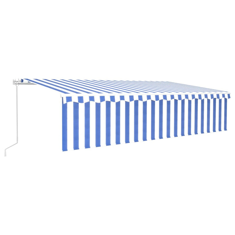 Load image into Gallery viewer, VidaXL Luifel handmatig uittrekbaar met rolgordijn LED 6x3 m blauw wit
