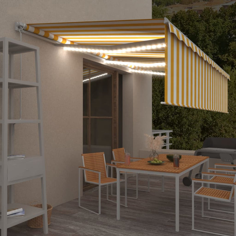 Load image into Gallery viewer, VidaXL Luifel handmatig uittrekbaar met rolgordijn LED 6x3 m geel wit
