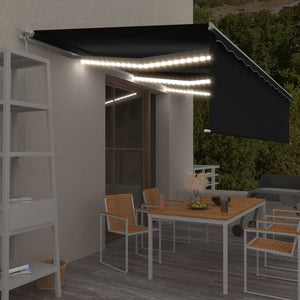 VidaXL Luifel handmatig uittrekbaar met rolgordijn LED 6x3 m antraciet