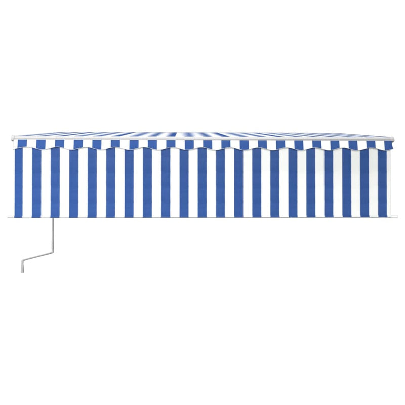 Load image into Gallery viewer, VidaXL Luifel automatisch uittrekbaar met rolgordijn 6x3 m blauw wit
