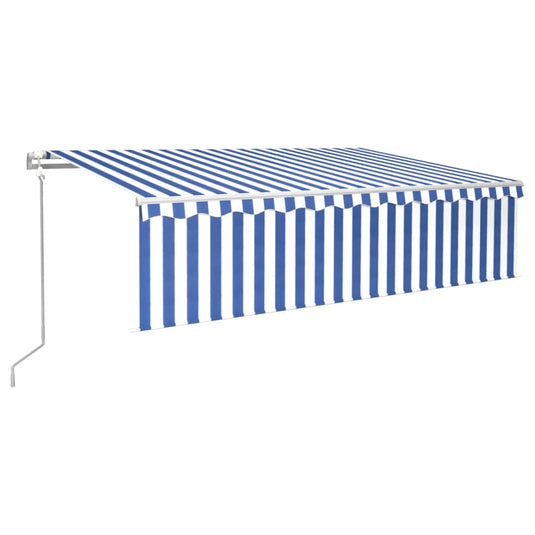 VidaXL Luifel automatisch rolgordijn LED windsensor 6x3 cm blauw wit