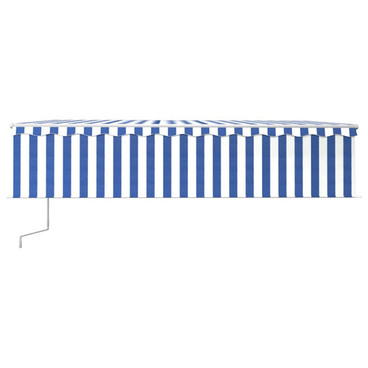 VidaXL Luifel automatisch rolgordijn LED windsensor 6x3 cm blauw wit