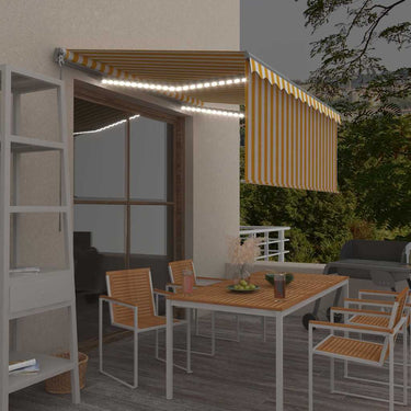 Vidaxl luifel handmatig uittrekbaar rolgordijn led 3x2,5 m geel en wit