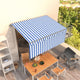VidaXL Luifel automatisch uittrekbaar met rolgordijn 3x2,5 m blauw wit