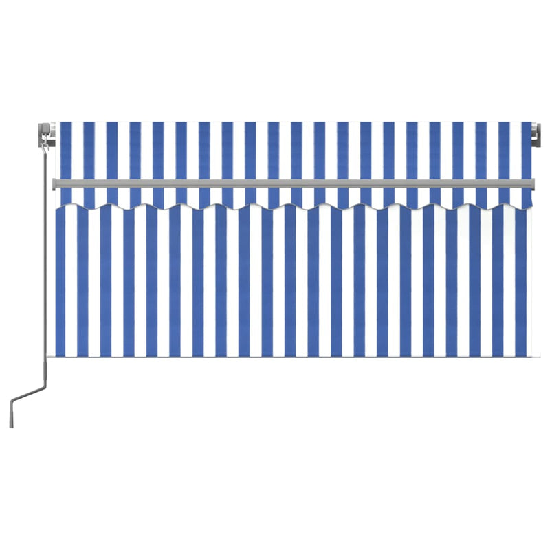 Load image into Gallery viewer, VidaXL Luifel handmatig uittrekbaar met rolgordijn 3,5x2,5 m blauw wit

