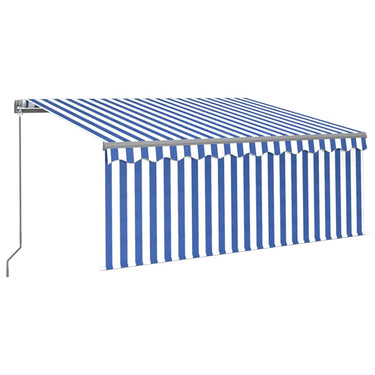 Vidaxl luifel handmatig uittrekbaar rolgordijn led 3,5x2,5 m blauw wit