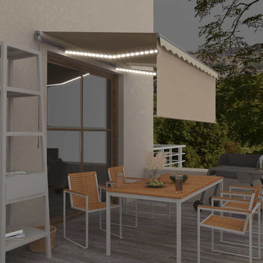 Vidaxl luifel handmatig uittrekbaar rolgordijn en led 3,5x2,5 m crème