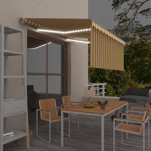 Vidaxl luifel handmatig uittrekbaar rolgordijn led 3,5x2,5 m geel wit