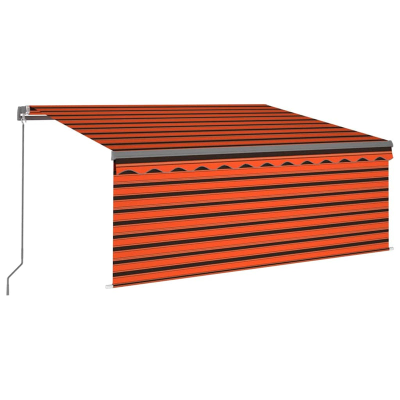 Laden Sie das Bild in Galerie -Viewer, Vidaxl luifel handmatig uittrekbaar gordijn led 3,5x2,5 m oranje bruin
