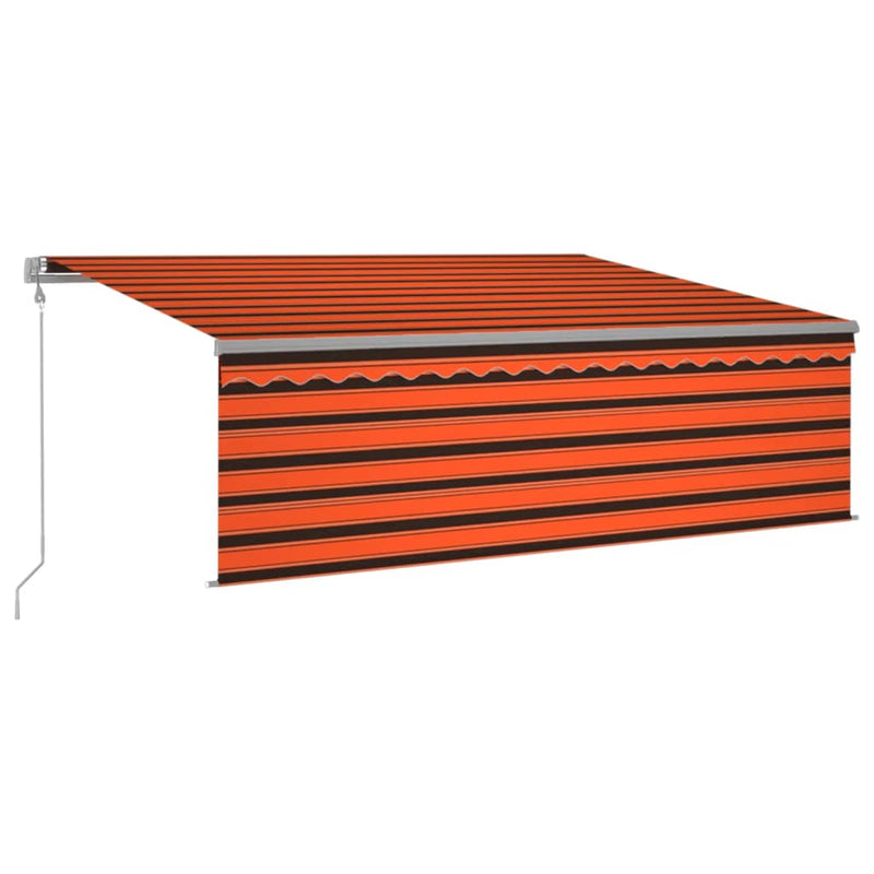 Load image into Gallery viewer, VidaXL Luifel met rolgordijn, LED en windsensor 4x3 m oranje en bruin
