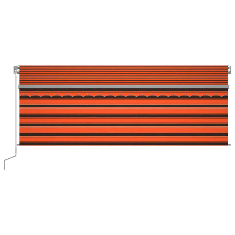 Load image into Gallery viewer, VidaXL Luifel met rolgordijn, LED en windsensor 4x3 m oranje en bruin
