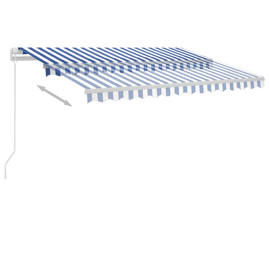 VidaXL Luifel vrijstaand handmatig uittrekbaar 300x250 cm blauw en wit