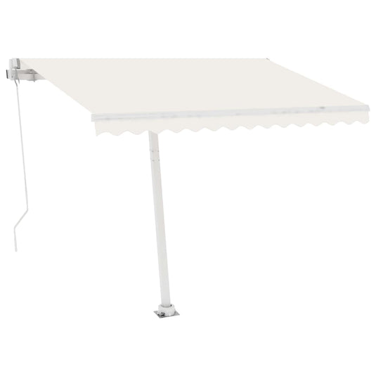 VidaXL Luifel handmatig uittrekbaar met LED 300x250 cm crèmekleurig