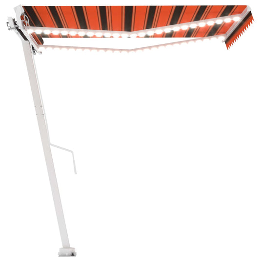 VidaXL Luifel handmatig uittrekbaar met LED 350x250 cm oranje en bruin
