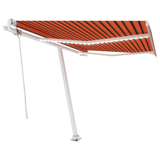 VidaXL Luifel automatisch met LED windsensor 350x250 cm oranje bruin