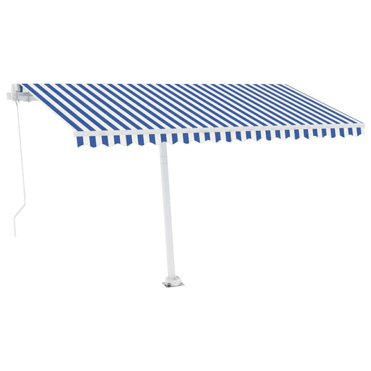 VidaXL Luifel handmatig uittrekbaar met LED 400x300 cm blauw en wit