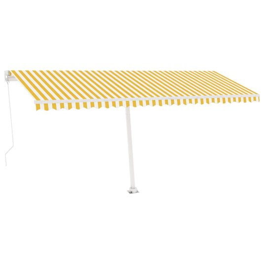VidaXL Luifel vrijstaand handmatig uittrekbaar 500x300 cm geel en wit