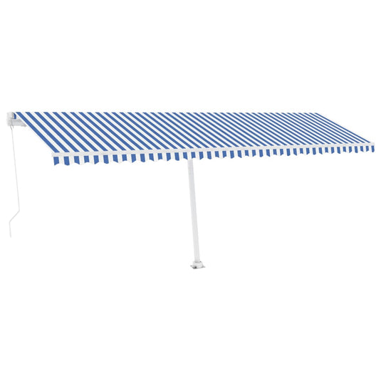 VidaXL Luifel vrijstaand handmatig uittrekbaar 600x300 cm blauw en wit