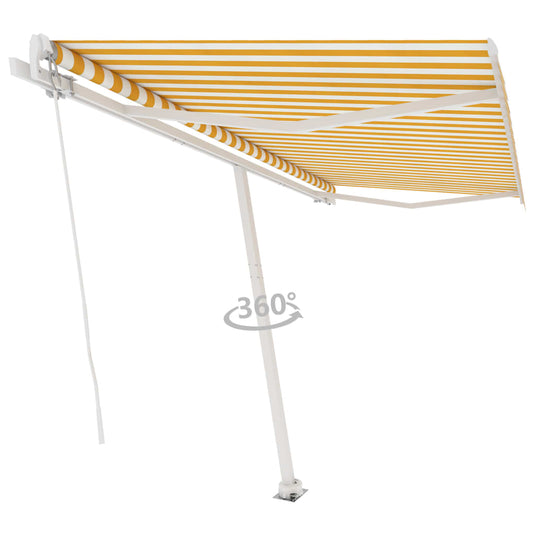 VidaXL Luifel vrijstaand handmatig uittrekbaar 450x350 cm geel en wit