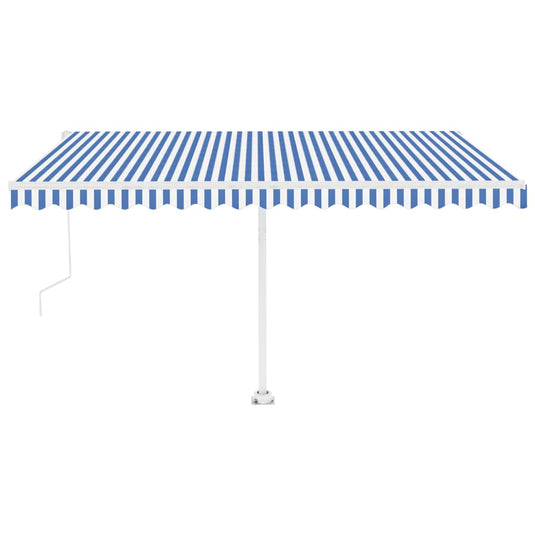 VidaXL Luifel vrijstaand automatisch 450x350 cm blauw en wit