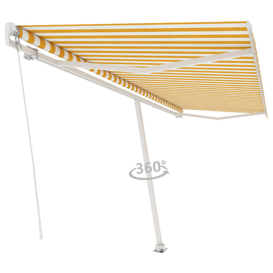 VidaXL Luifel vrijstaand handmatig uittrekbaar 500x350 cm geel en wit