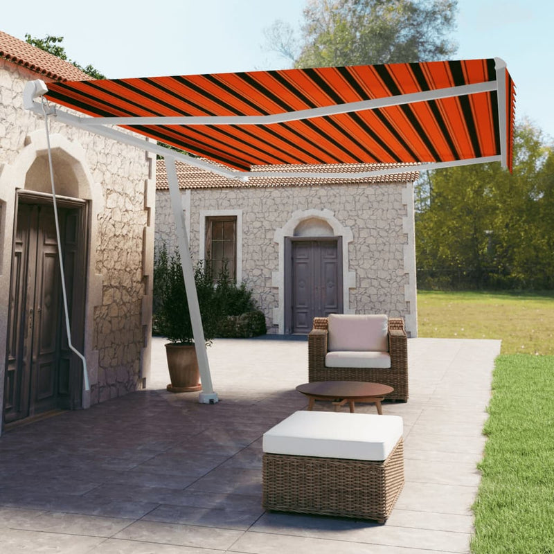 Load image into Gallery viewer, VidaXL Luifel vrijstaand handmatig uittrekbaar 500x350 cm oranje bruin

