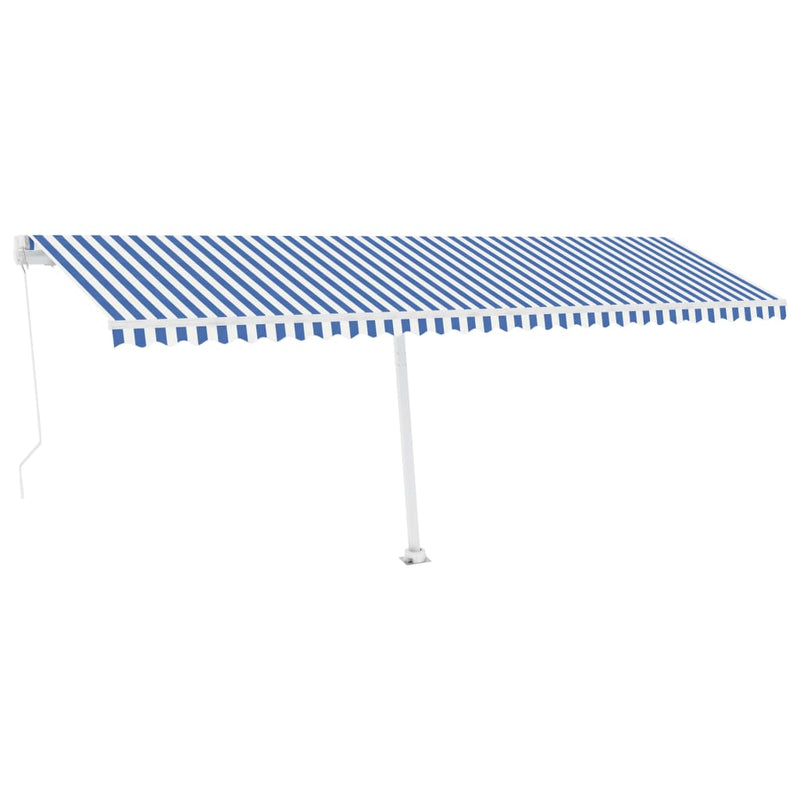 Load image into Gallery viewer, VidaXL Luifel vrijstaand handmatig uittrekbaar 600x350 cm blauw en wit
