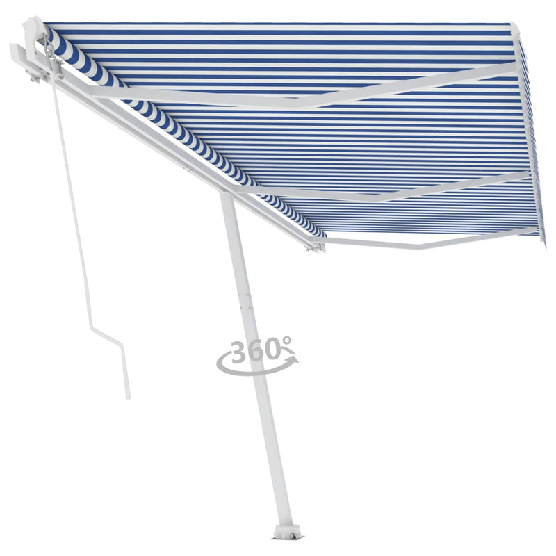Load image into Gallery viewer, VidaXL Luifel vrijstaand handmatig uittrekbaar 600x350 cm blauw en wit
