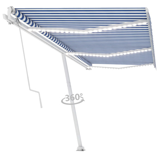 VidaXL Luifel vrijstaand automatisch 600x350 cm blauw en wit