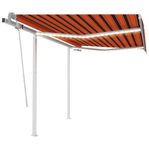 VidaXL Luifel handmatig uittrekbaar met LED 3x2,5 m oranje en bruin