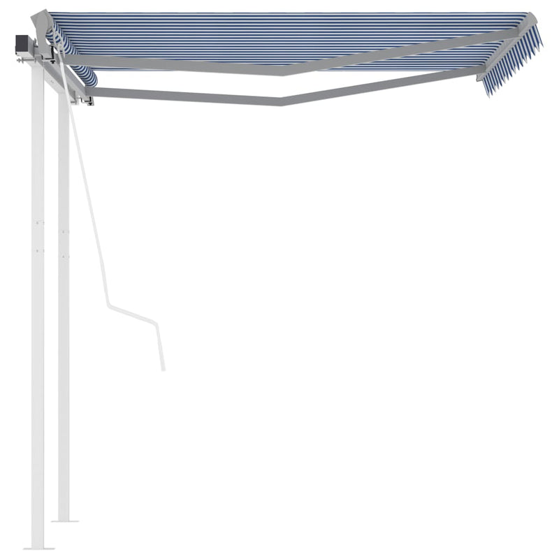 Load image into Gallery viewer, VidaXL Luifel automatisch uittrekbaar met palen 3x2,5 m blauw en wit
