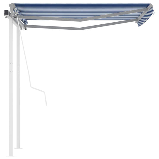 VidaXL Luifel automatisch uittrekbaar met palen 3x2,5 m blauw en wit