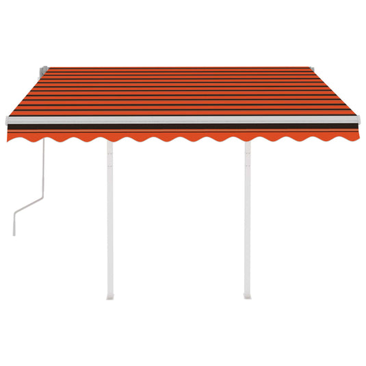 VidaXL Luifel handmatig uittrekbaar met palen 3,5x2,5 m oranje en bruin