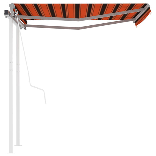 VidaXL Luifel automatisch uittrekbaar met palen 3,5x2,5 m oranje bruin