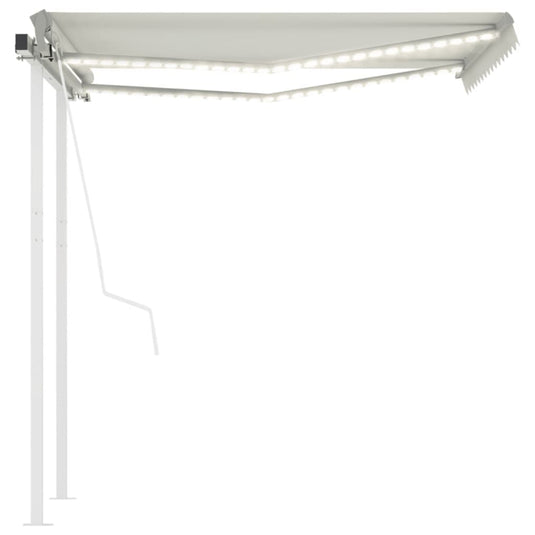VidaXL Luifel automatisch met LED en windsensor 3,5x2,5 m crèmekleurig