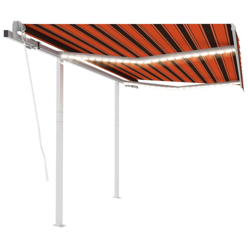 Load image into Gallery viewer, VidaXL Luifel automatisch met LED en windsensor 3,5x2,5 m oranje bruin

