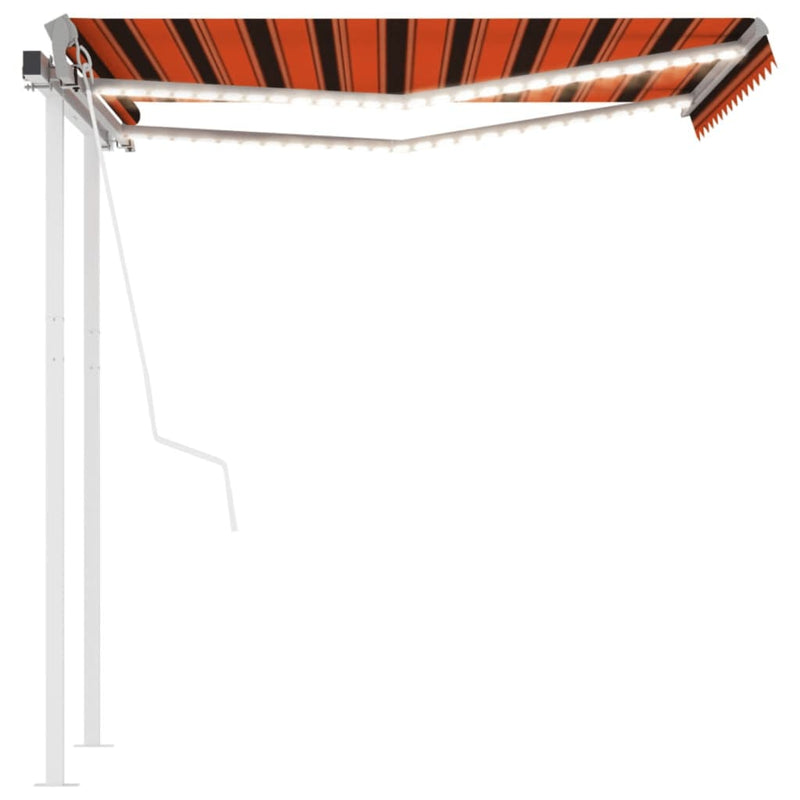 Load image into Gallery viewer, VidaXL Luifel automatisch met LED en windsensor 3,5x2,5 m oranje bruin

