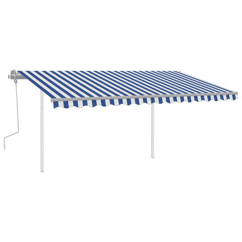 Load image into Gallery viewer, VidaXL Luifel handmatig uittrekbaar met LED 4x3 m blauw en wit
