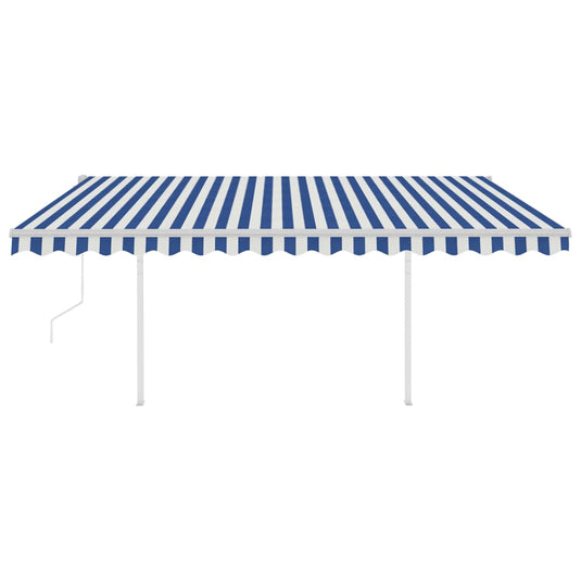 VidaXL Luifel automatisch uittrekbaar met palen 4x3 m blauw en wit