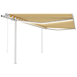 VidaXL Luifel automatisch met LED en windsensor 4x3 m geel en wit