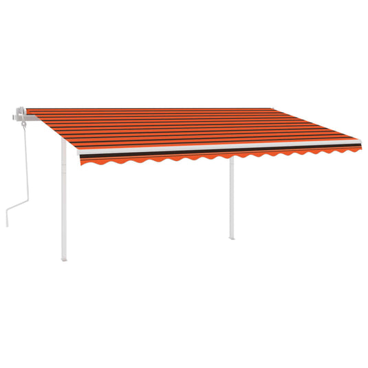 VidaXL Luifel handmatig uittrekbaar met palen 4,5x3 m oranje en bruin