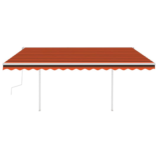 VidaXL Luifel handmatig uittrekbaar met palen 4,5x3 m oranje en bruin